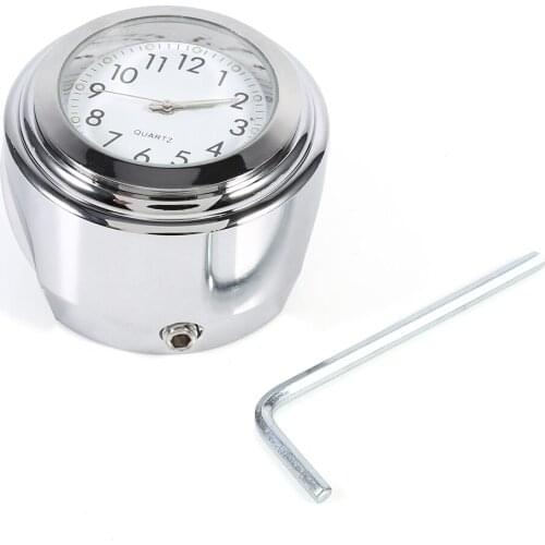 7/8" 1" Motorcycle Handlebar Mount Watch Precise Time Keeping Dial Clock White