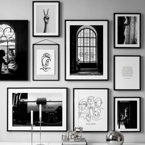 Black And White Retro Abstract Posters Canvas Painting Decorative Canvas Painting Wall Art Pictures For Living Room Decoration