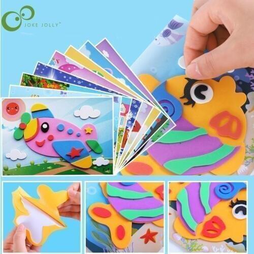 5 designs/lot 3D EVA Foam Sticker DIY Cartoon Animal Puzzle For Children Kids Multi-patterns Styles Toys for Children Gift LYQ
