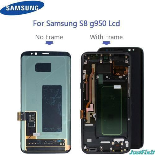 For SAMSUNG Galaxy S8 G950 G950F Display S8 Plus G955 G955F Touch Screen Red Burn-Shadow Display for S8 LCD +Frame Replacement