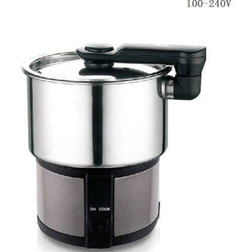 DMWD 110V-240V 1.2L Portable Electric Cooker For Abroad Travel 304 Stainless Steel Mini Electric Kettle Milk Water Soup Pot