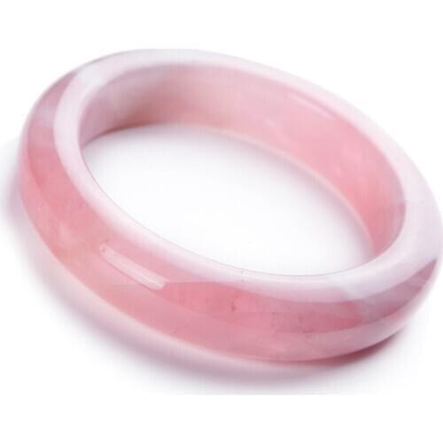 Precious Natural Rose Pink Quartz Crystal Fashion Round Bangles Bracelets For Women Female Inner Diameter 55mm