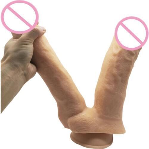 Huge Double Headed Dildos Stimulation of Vagina and Anus Realistic Penis Dual Ended Phallus with Strong Cup Sex Toys for Women