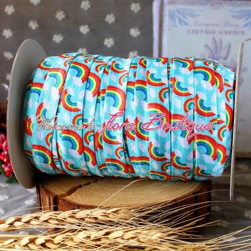 FLRA Elastic2016 Rainbow chevron printed elastic printed fold over elastic wholesale 5/8 foe