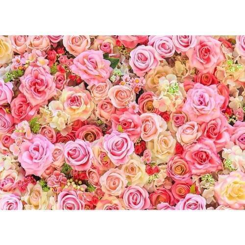 Colorful Flowers Photographic Backdrops Custom Photo Studio Background for Lovers Valentines Day Wedding Birthday Photobooth