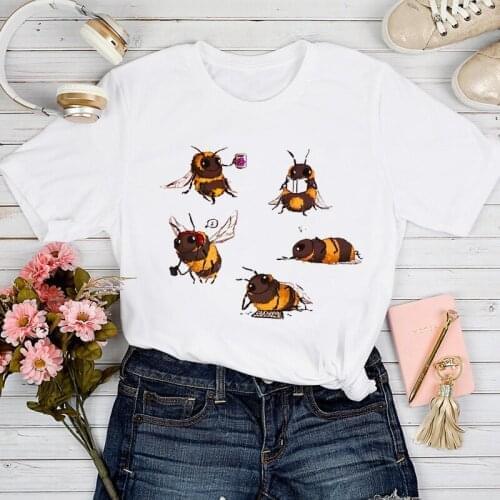 T-shirts Women Bee Life Cartoon 90s Style Fashion Spring Summer Tshirt Top Lady Stylish Sexy Print Clothes Tee T-Shirt