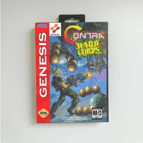 Contra The Hard Corps - USA Cover With Retail Box 16 Bit MD Game Card for Sega Megadrive Genesis Video Game Console