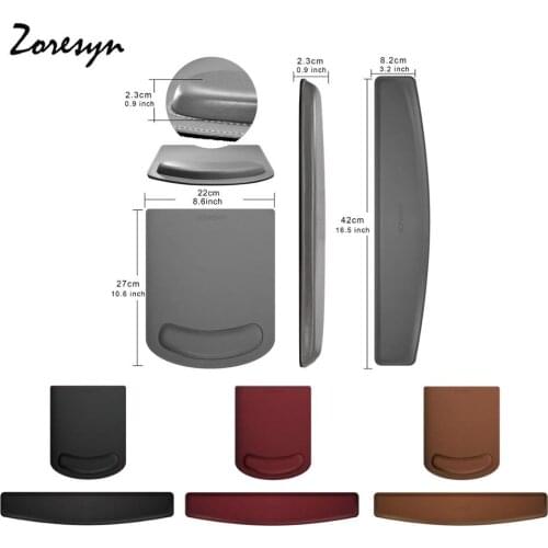Keyboard Pad Mouse Pad High Quality PU Leather Waterproof Non Slip For Office Business With Wrist Rest Built In Silicone - Gray