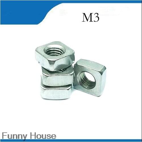 Free shipping M3 100pcs/lot High Quality DIN557 304 Stainless Steel Square Nut