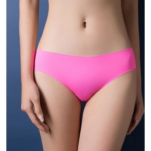 Summer WomenS Panties Ice Silk Briefs Cool And Intimates Seamless Wave Underwear Low Rise Candy Color Female Briefs