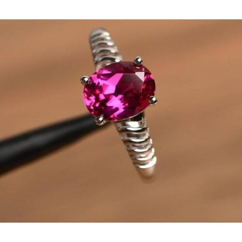 Hot Sale Silver Color Hollow Inlaid Purple Oval Red Crystal Zirconium Female Alloy Ring for Women Men Party Jewelry Accessories