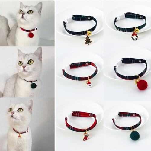 Fashion Handmade Pendant Pet Neck Strap Lovely Dogs Cat Collar With Bell Safety Adjustable Christmas Pet Neck Ring Dogs Supplies