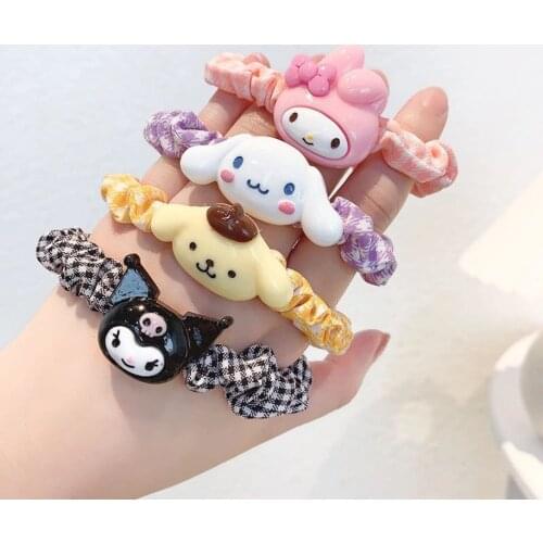 2021 New Cartoon Anime Elastic Hair Band Japanese Kawaii Little Devile Big Ear Dog Plush Hair Rope Girls Women Hair Ties Rope