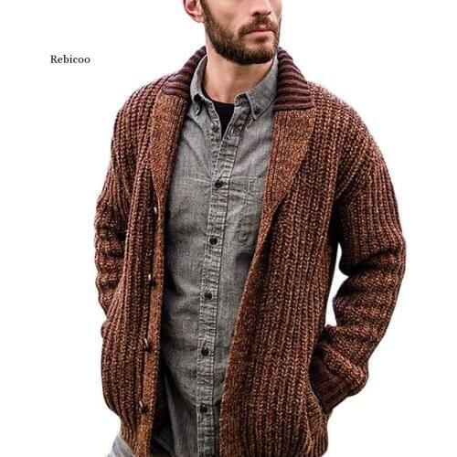 Autumn Men Stylish Knitted Cardigan Slim Fit Pleated Long Sleeve Casual Sweater Overcoat Tops