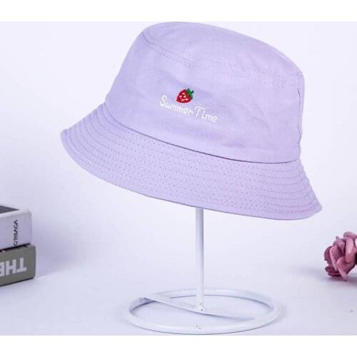 2019 Cotton Strawberry letter Bucket Hat Fisherman Hat outdoor travel hat Foldable Sun Cap Hats for Men and Women 527