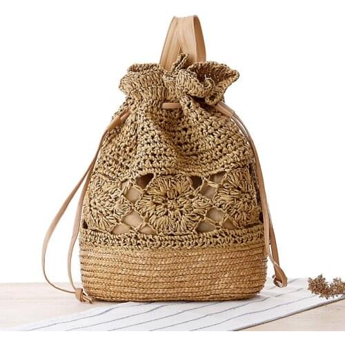 Casual Rattan Women Backpacks Bohemian Hollow Out Straw Bag Large Capacity Backpack For Lady Summer Beach Purses 2020 Travel Sac