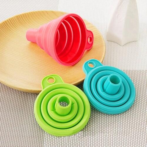 Portable Collapsible Silicone Safe Funnel Creative Household Items Candy Long Neck Funnel Silicone Folding Funnel