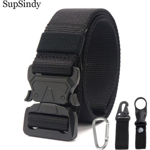 SupSindy mens canvas belt Quick release Metal buckle nylon Training belts military Army tactical belts for Men Jeans male strap