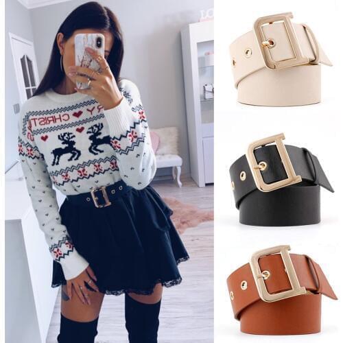 Women Fashion Belt Wide PU Leather Waist Belt Metal Buckle Lady Woman Belts for Dress Corset Belt cinturon mujer