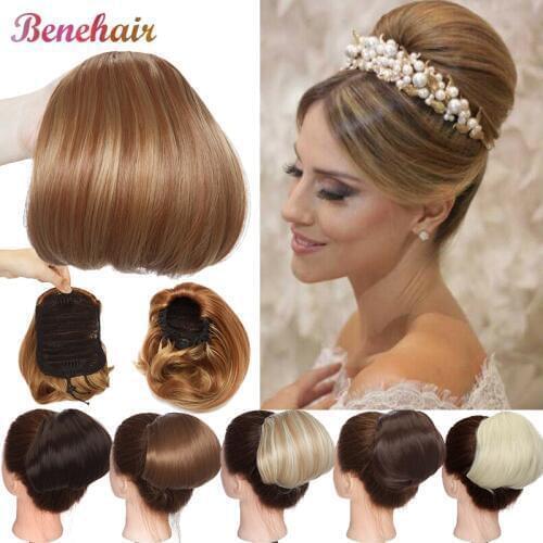 BENEHAIR Scrunchy Hair Bun Clip In Extension Hair Synthetic Hair Extension Updo Donut Chignon Drawstring Women Chignon Fake Hair
