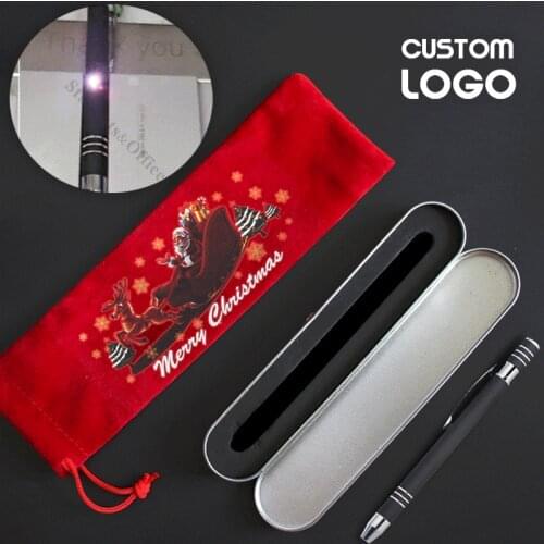 1set Christmas Creative Ballpoint Pen Custom Logo Metal Pen Christmas Personalized Gift School Office Stationery Gift Box Pen
