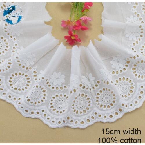 15cm wide 100% Cotton embroid lace sewing ribbon guipure trim wedding decoration DIY dolls colthes Accessories lace edge#4015