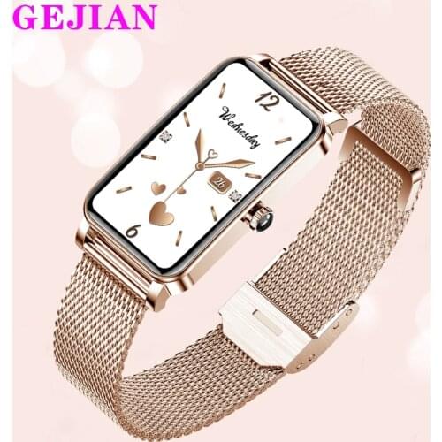 GEJIAN Fashion Smart Watch Women Watches Heart Rate Monitor Call reminder Bluetooth Ladies smartwatch woman For IOS Android +Box