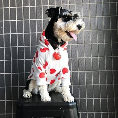 Dog Hoodie for Small Dogs Love Heart Print Coats for French Bulldog Chihuahua Jacket Fashion Outfit Puppy Pet Costume A136