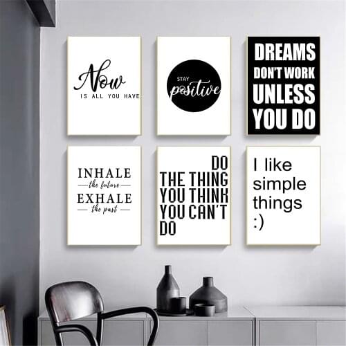 Inspirational Quotes Wall Art Poster Black And White Word Canvas Painting Minimalist Art Prints Nordic Picture Living Room Decor