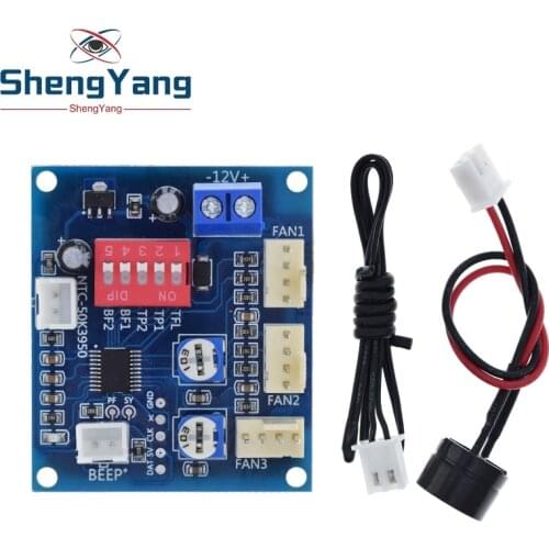 DC 12V 5A PWM PC CPU Fan Temperature Control Speed Controller Module Buzzer High-Temp Alarm NTC B 3950 Thermistor 50K