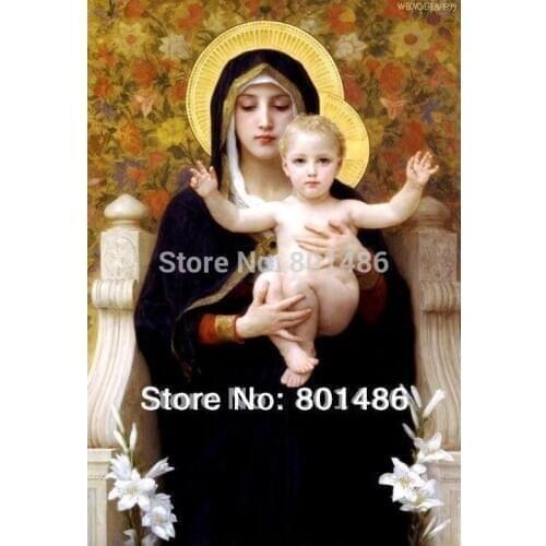 Willame Adolphe Bouguereau top quality oil painting reproduction of The Virgin of Lilies Handpainted on canvas