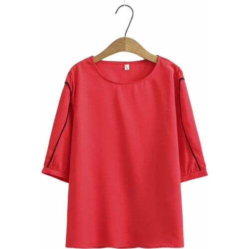 Plus size O-Neck chiffon women tshirts 2021 new summer casual half sleeve ladies t shirts female top white black red