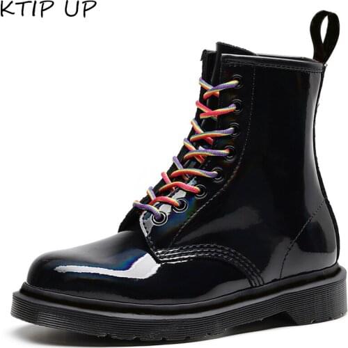 Patent Leather Gothic Black Ankle Boots for Women Spring Autumn Platform Boots Women Fashion Gradient vamp Punk Motorcycle Boots