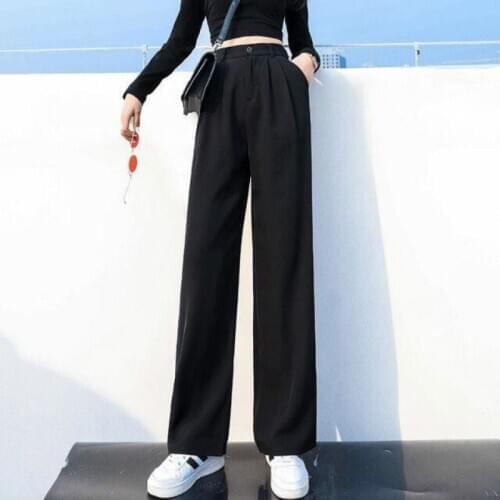 Women Suit Pants Spring Office Lady Long Trousers 2021 New Autumn Solid Color Loose High Waist Pant Vestido Female Pants Y489