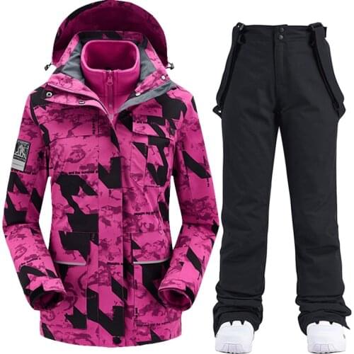 Ski Suit Women 3 In 1 Warm Ski Jackets Waterproof Windproof Skiing And Snowboarding Jackets Pants Winter Snow Clothing Brands
