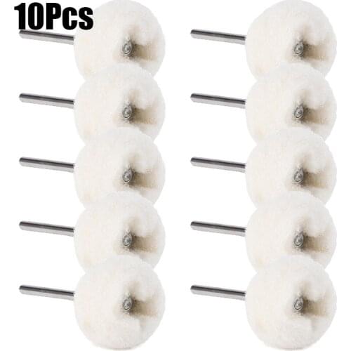 10pcs 3mm Shank Wool Felt Wheel Polishing Buffer Buffing Brush Polisher Sanding Woods Metal Jewelry For Drill Bit Rotary Tool