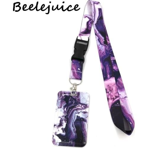 12sets Cool Waves Marble pattern Art Cartoon Anime Fashion Lanyards Bus ID Name Work Card Holder Accessories Decorations Kids