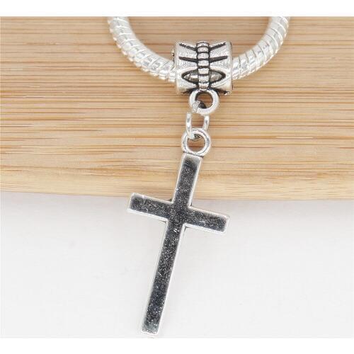 Classic beads 25pcs/lot cross charms fit bracelet diy jewelry making