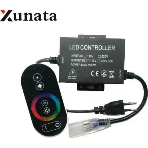 1500W 220V 110V RGB Controller RF Touch Remote Led dimmer EU/US/AU/UK plug 8mm/10mm/12mm PCB RGB Led strip Connector plug