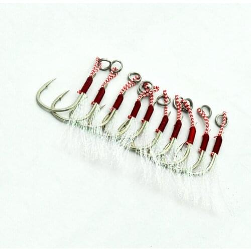 20pcs 10#-20# Blood Slot Jigging Assist Hook Boat Jig Bait Fishing Line Rope Thread Assistant Hook Fish Tackle Hook Fish Hook