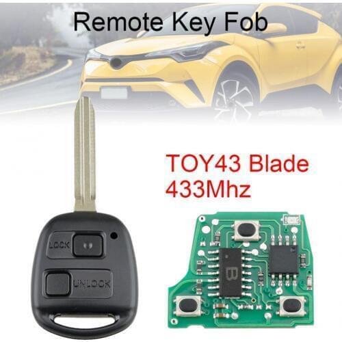 433Mhz 2 Buttons Car Remote key with TOY43 Blade Fit for Toyota RAV4 Prado Tarago Kluger Avensis 2003-2010