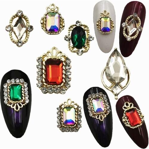 5Pcs/Lot Japan Luxury 3D Crown Frame with Crystal Rhinestone Metal Alloy Nail Art Deco/Stickers/Charms/ Tools for Bride Manicure