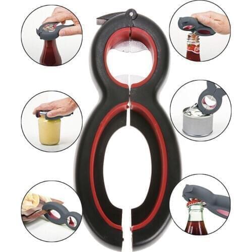 6 in 1 Multi Function Twist Bottle Opener Jar shaped Gripper Can Wine Beer Lid Twist Off Jar Opener Claw Kitchen Gadgets