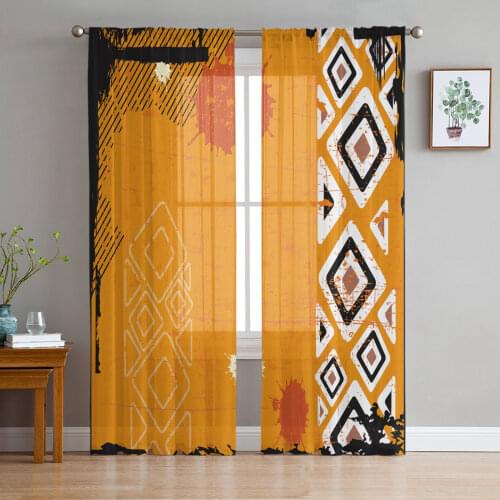 Africa Emblem Ethnic Window Treatment Tulle Modern Sheer Curtains for Kitchen Living Room the Bedroom Curtains Decoration