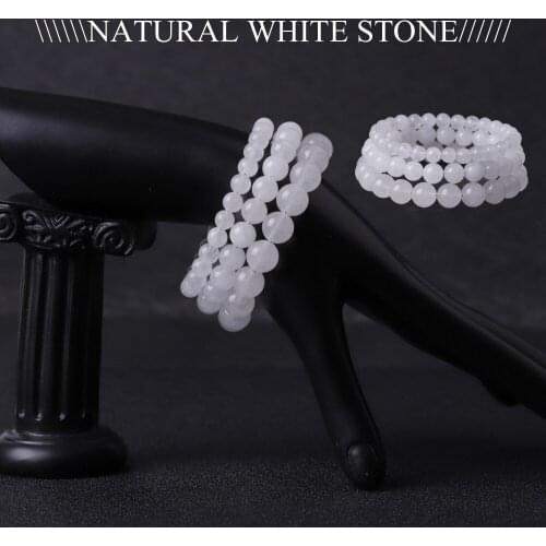 Lover Couple White Stone Beads Strand Bracelet Buddha Beaded Yoga Friendship Strench for Women Men Jewelry Braclet Braclets