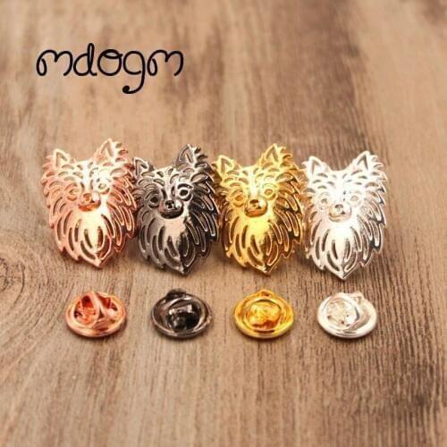Mdogm Chihuahua Dog Animal Brooches And Pins Suit Cute Funny Metal Small Father Collar Badges Gift For Male Men B035