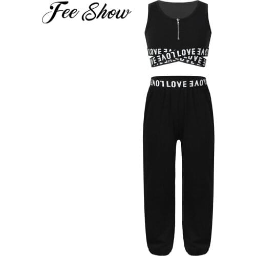 Kids Girls Clothes Letter Print Sport Tanks Top with Leggings Summer Sleeveless Workout Yoga Dance Gymnastics Outfit 4-14 Year