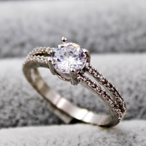 New Fashion Crystal white Zircon Rings Sweet Elegant Square Ring for Girl Women Finger Bague jewelry Bridal WeddingGift Delicate