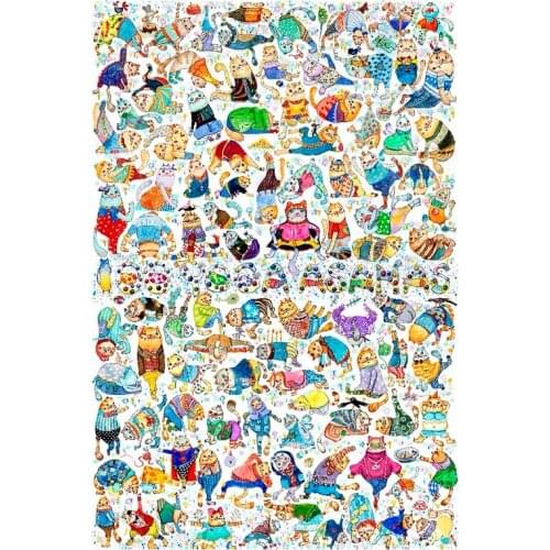 Michelangelos Original Watercolor Hand-Painted Cartoon Cats 100 Kinds Of Yoga Dynamic Display Interesting Wooden Puzzle Toys