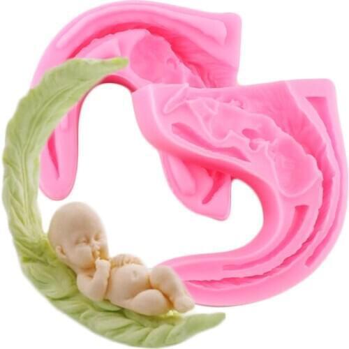 Wheat Leaf Sleeping Baby Silicone Molds Fondant Cake Decorating Tools Soap Resin Clay Candle Mold Candy Chocolate Gumpaste Mould